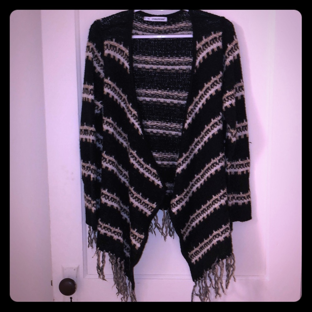 Maurices Knitted material shawl with fringe